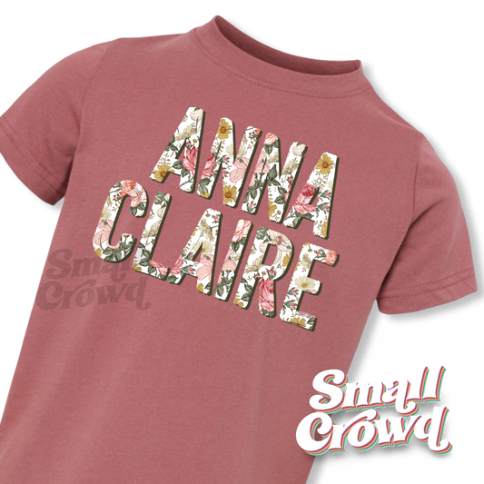 Vintage Floral OG Name Tee - Rouge