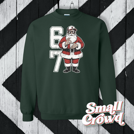 6 7 Christmas Santa Sweatshirt - Forest