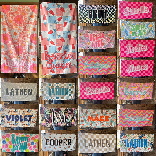 *PAST PRINTS* - Custom Toddler Beach Towels - 22in x 42in