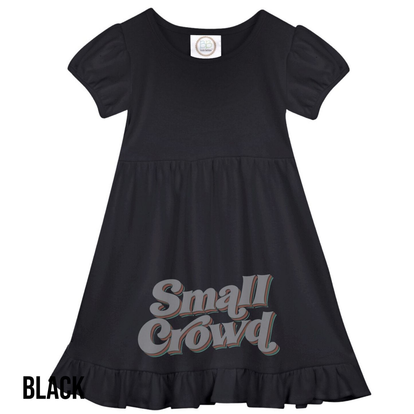 Gold Foil Script Name - Ruffle Dress short sleeve