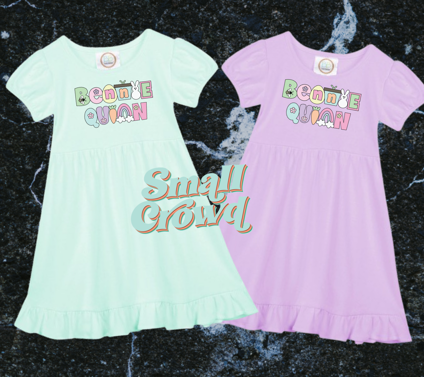 Spring/Easter Pop Custom Name - Empire Waist Ruffle Dress