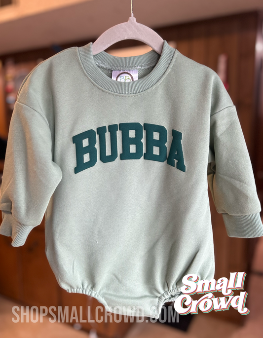 Athletic Block Name Bubble Sweatshirt - pastel green with dark green puff