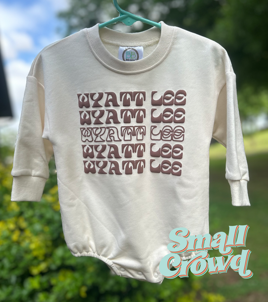 Retro Stack Puff Name - cream bubble sweatshirt