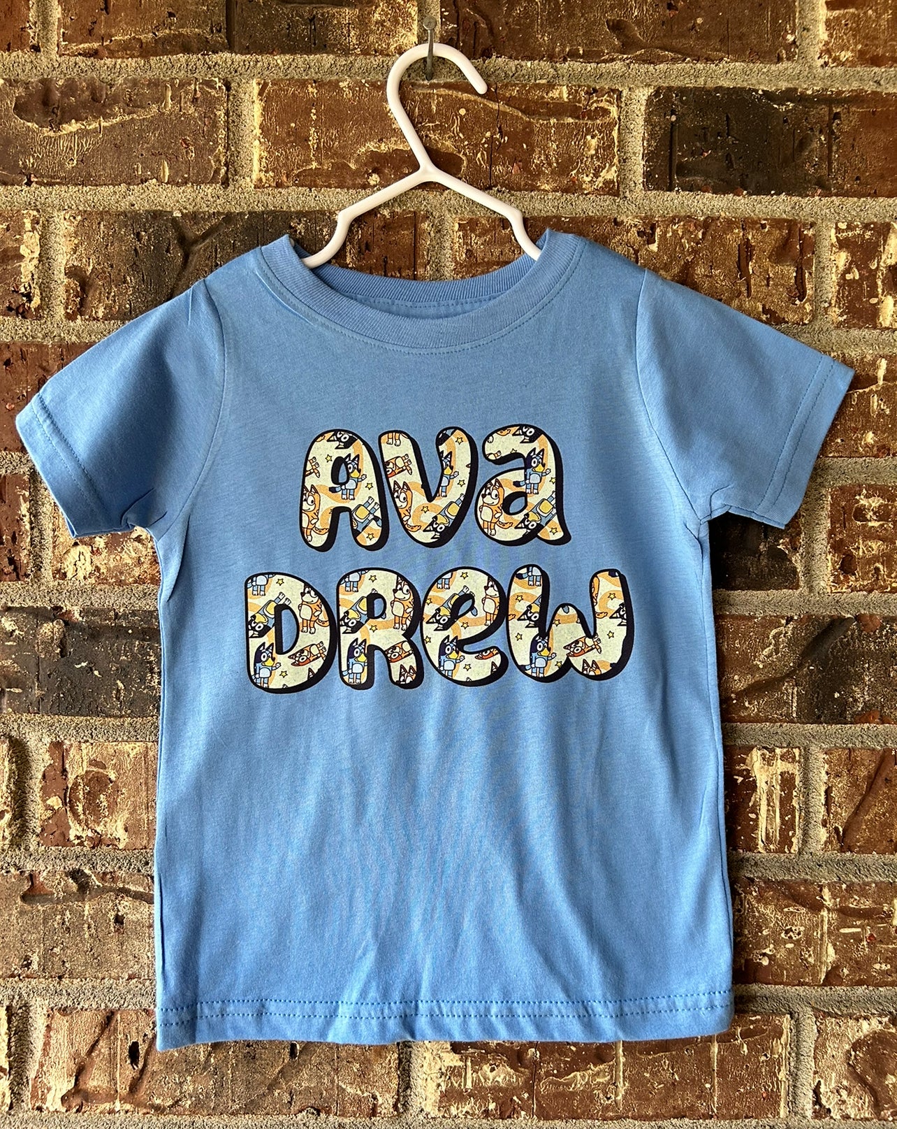 Blue Dog Name Tee - Carolina blue