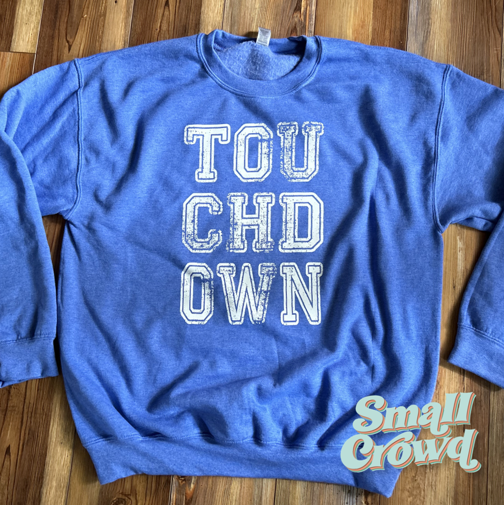 TOUCHDOWN - heather royal Gildan sweatshirt