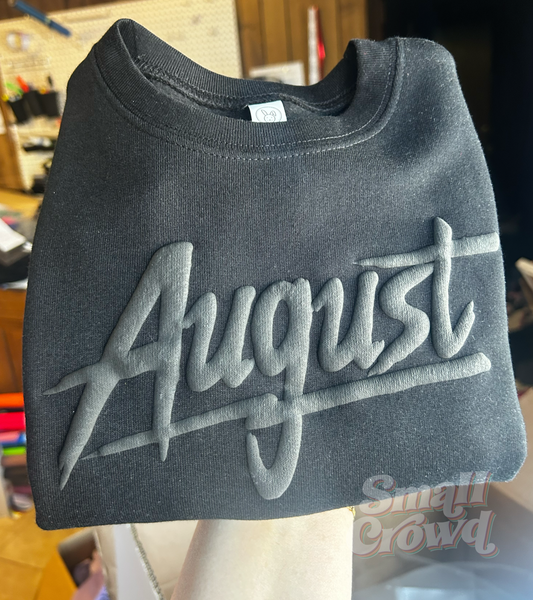 Custom Cool Kid Name - Black Puff on Black