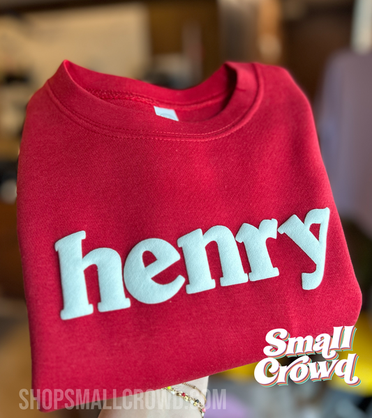 Custom Name - Simple Serif White on Red