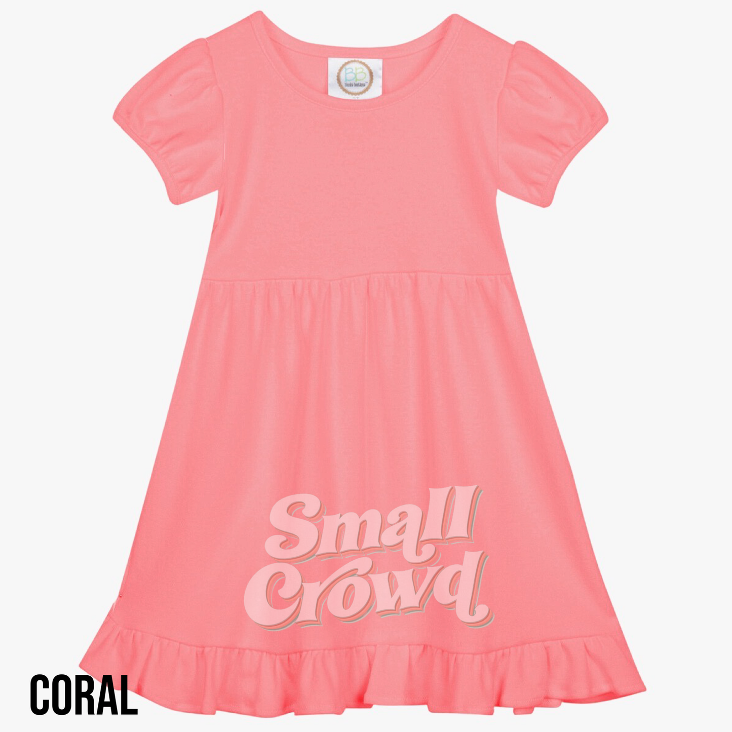 White Puff | Script/CAPS Name - Ruffle Dress short sleeve