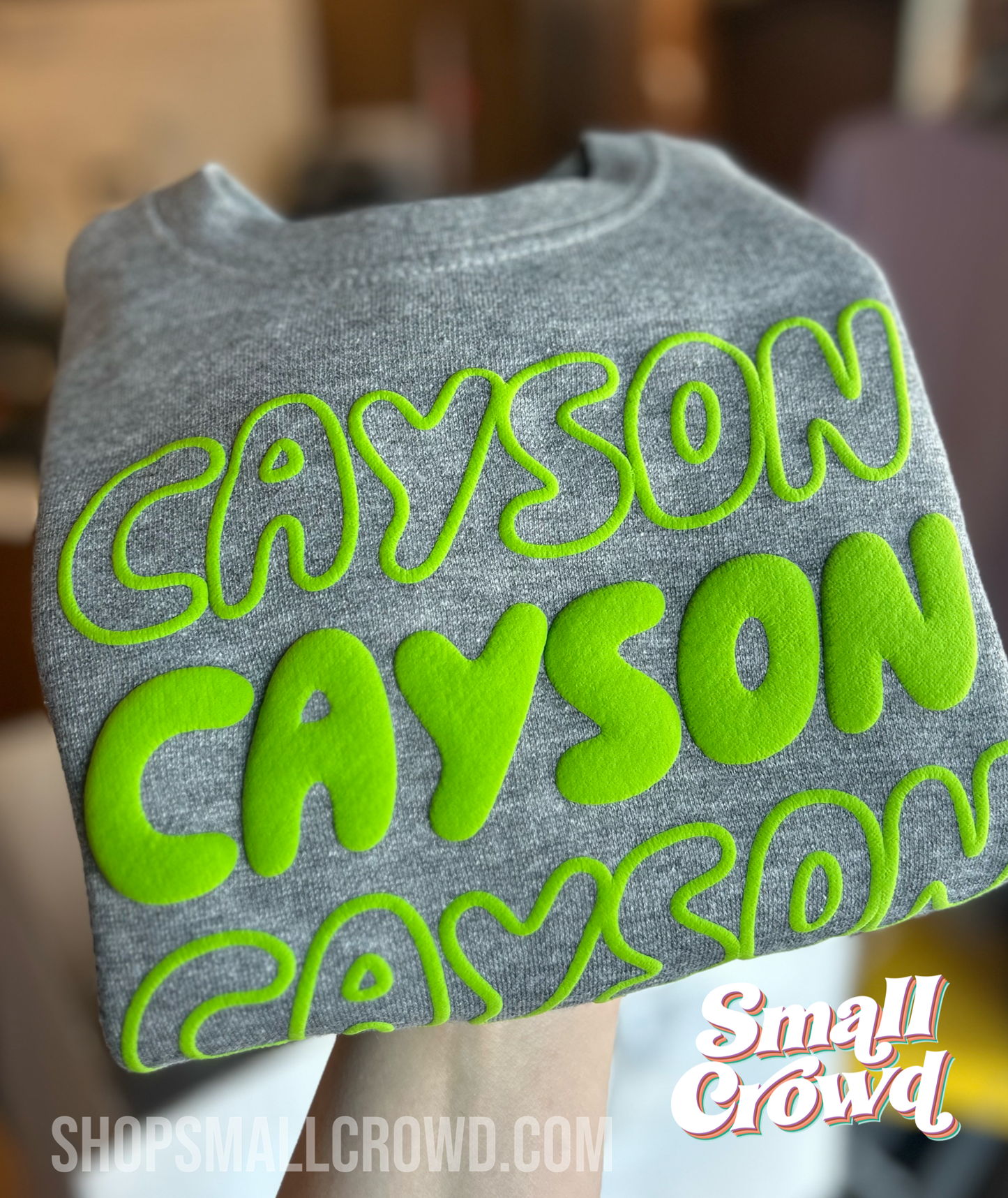 Custom Puff - Lime Stack on Granite