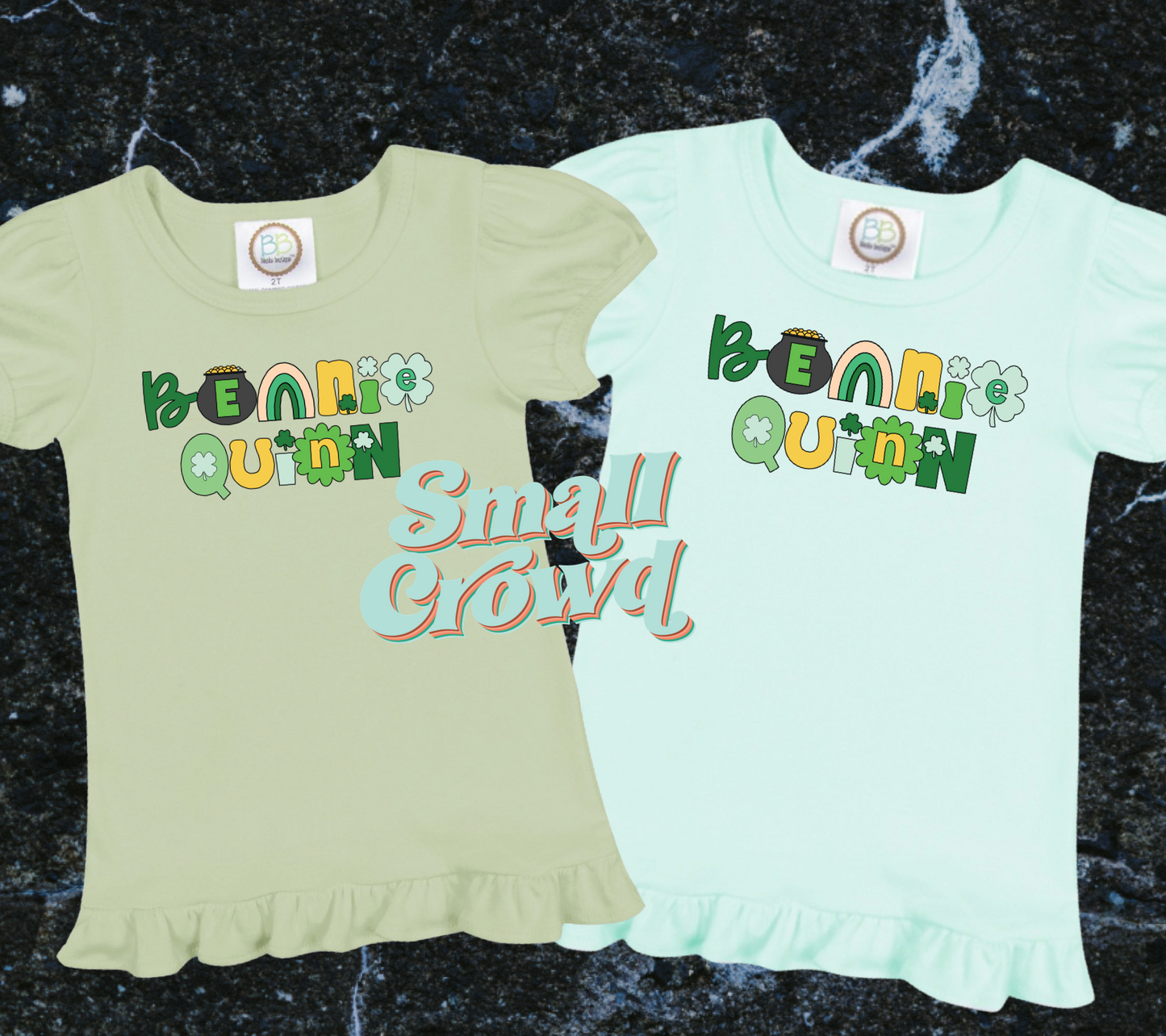 St. Patty's Pop Custom Name Girl’s Short Sleeve RuffleTee