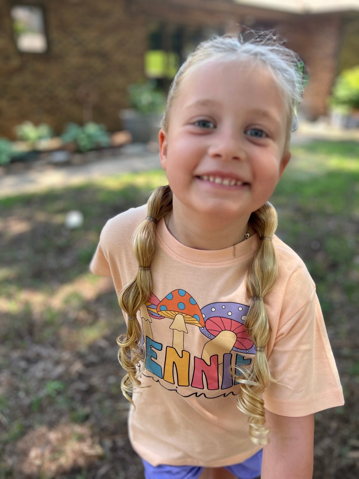 Summer Shroomies Custom Name tee - Peachy