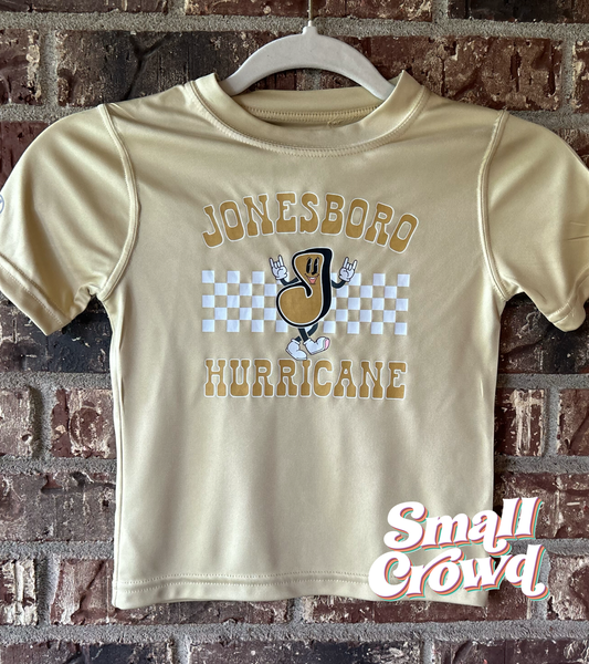 Jonesboro Hurricane Retro Character - Moisture Wicking Tee - Vegas Gold