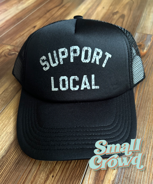 Support Local - Solid Black Trucker Hat