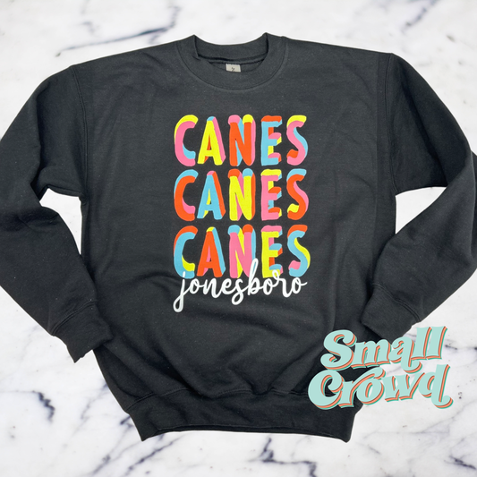Multicolor Stacked Mascot Tee - BLACK
