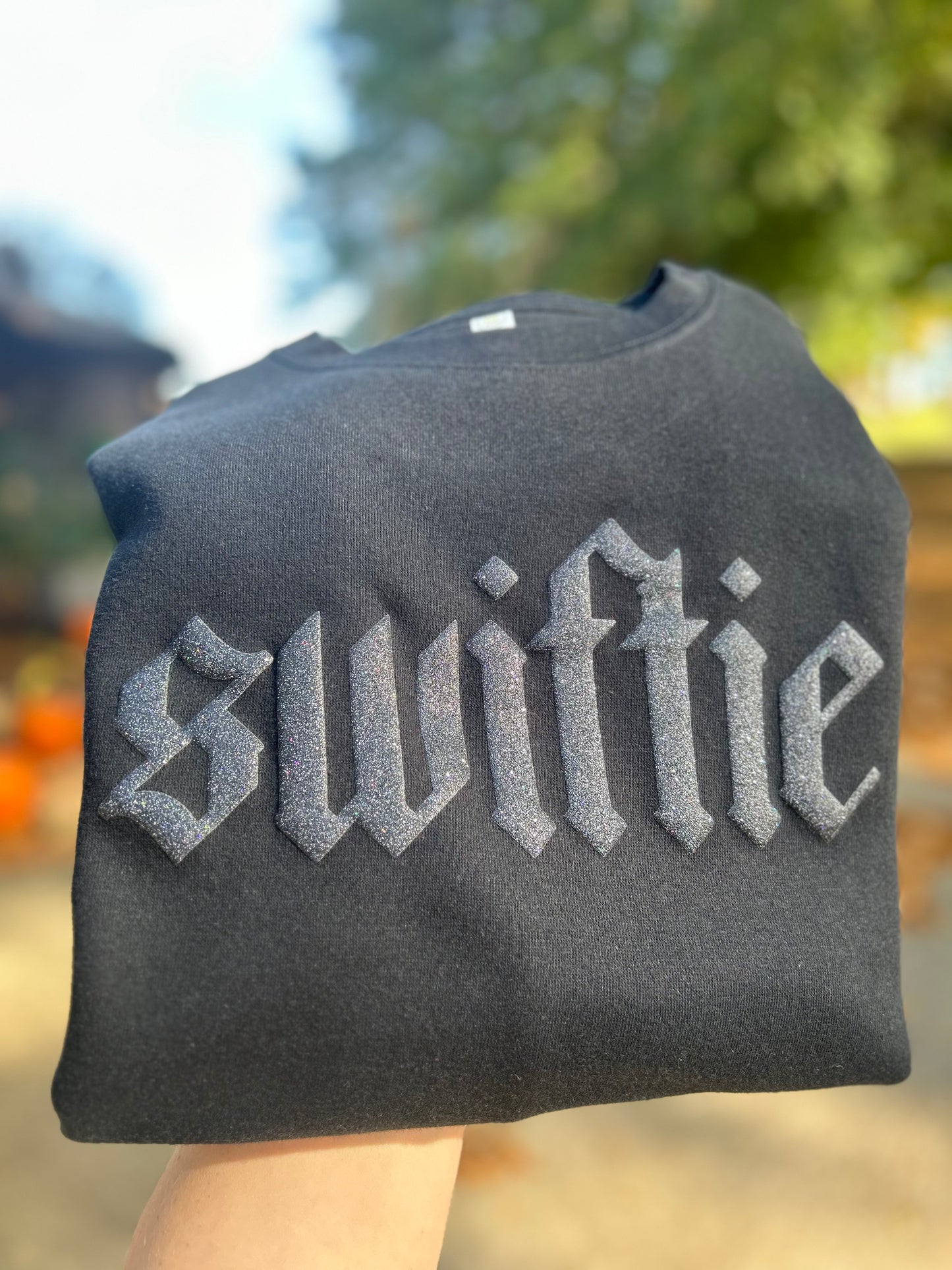 Custom Name puff - *GLITTER* Black on Black