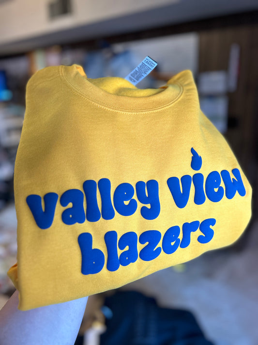 Valley View Blazers - blue puff on gold