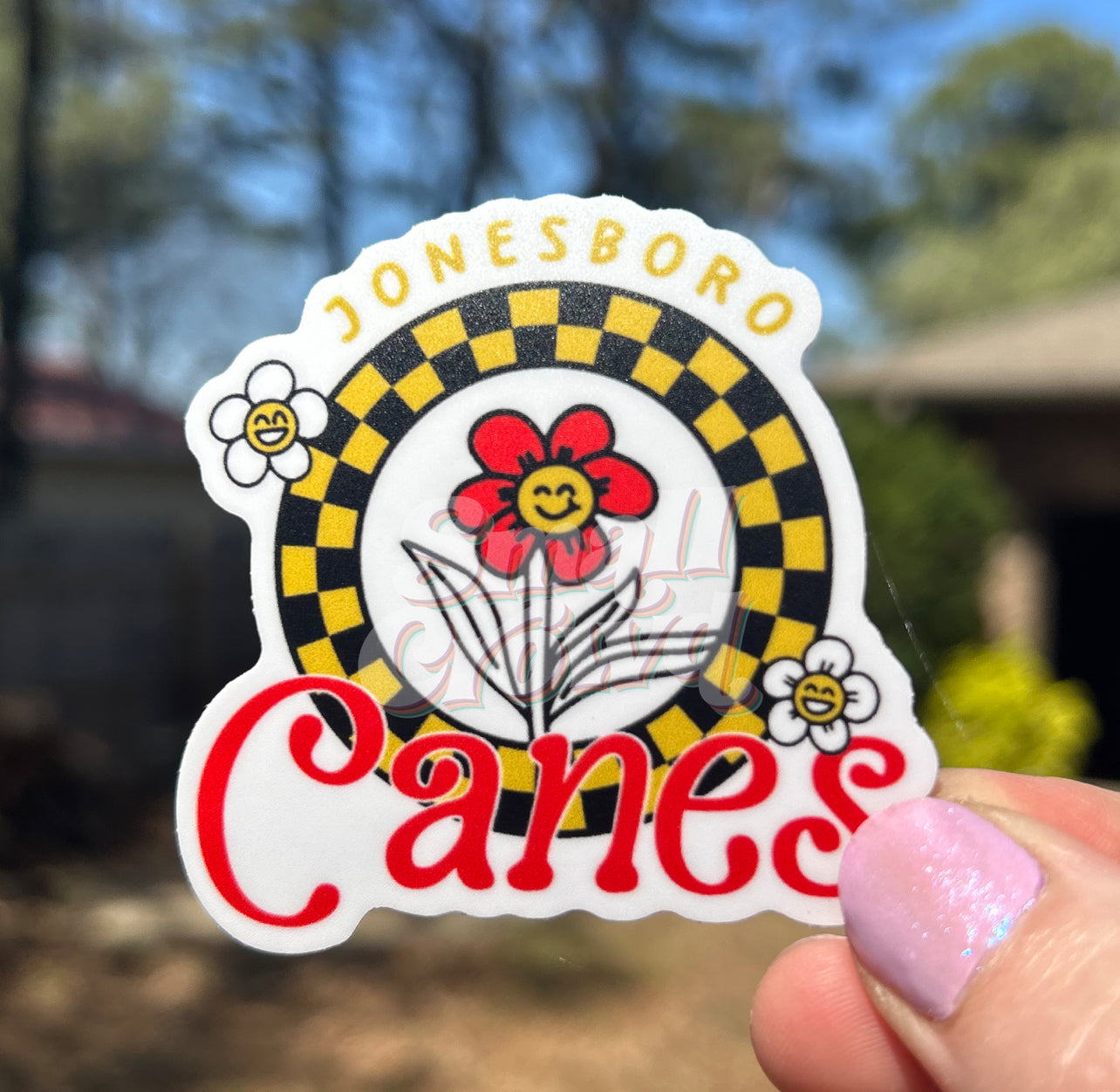 Jonesboro Canes Flower Check - Laptop/Waterbottle Sticker