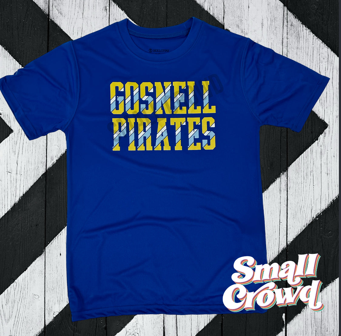 Gosnell Pirates Split Graphic - Moisture Wicking Tee - Royal Blue