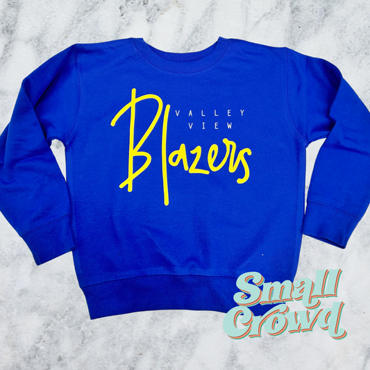 Valley View Blazers Script - royal sweatshirt