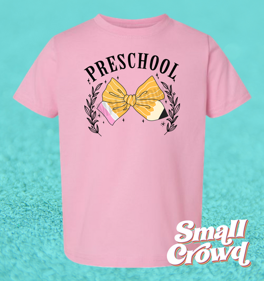 Pencil Bow Grade Level Tee - Pink (preschool - 6th)
