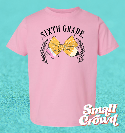Pencil Bow Grade Level Tee - Pink (preschool - 6th)