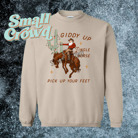 Giddy Up Jingle Horse -  Sand Sweatshirt