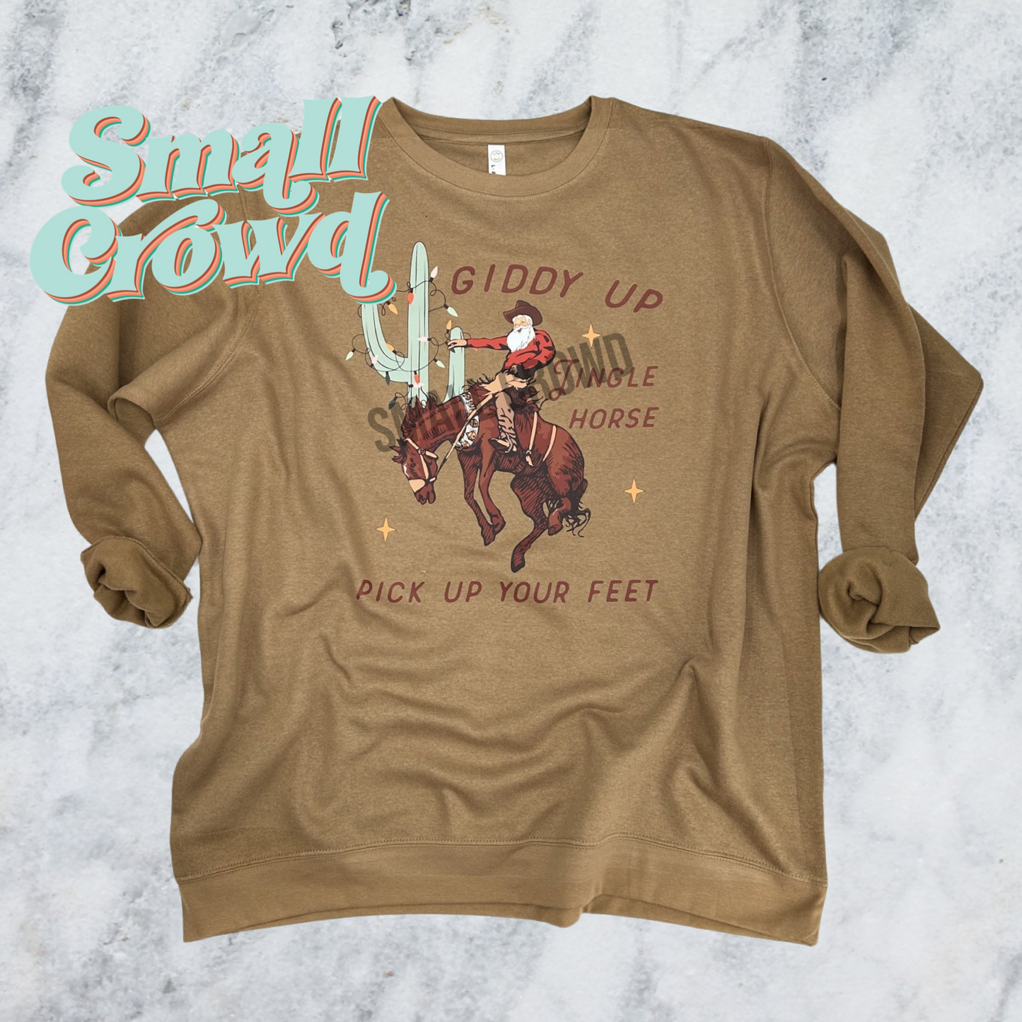 Giddy Up Jingle Horse - Coyote Brown sweatshirt