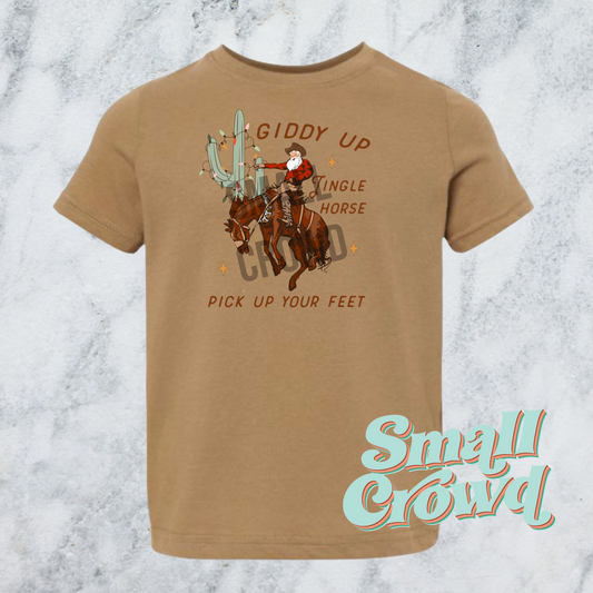 Giddy Up Jingle Horse - Coyote Brown short sleeve tee