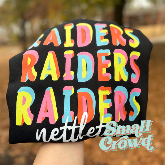 Multicolor Stacked Mascot Tee - BLACK