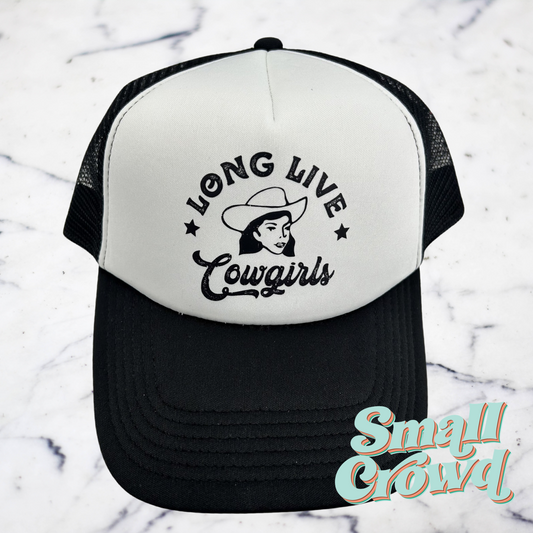 Long Live Cowgirls - Black/White Trucker hat