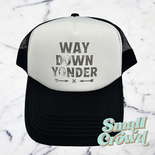 Way Down Yonder - black/White Trucker hat