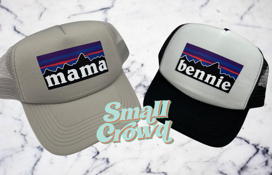 Mountains Custom Name - Solid Grey Trucker Hat
