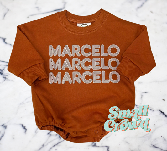 Stacked Name Bubble Sweatshirt - burnt orange