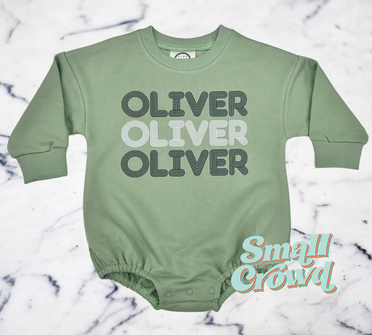 Stacked Name (two colors) Bubble Sweatshirt - pastel green