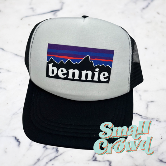 Mountains Custom Name - White/Black Trucker Hat