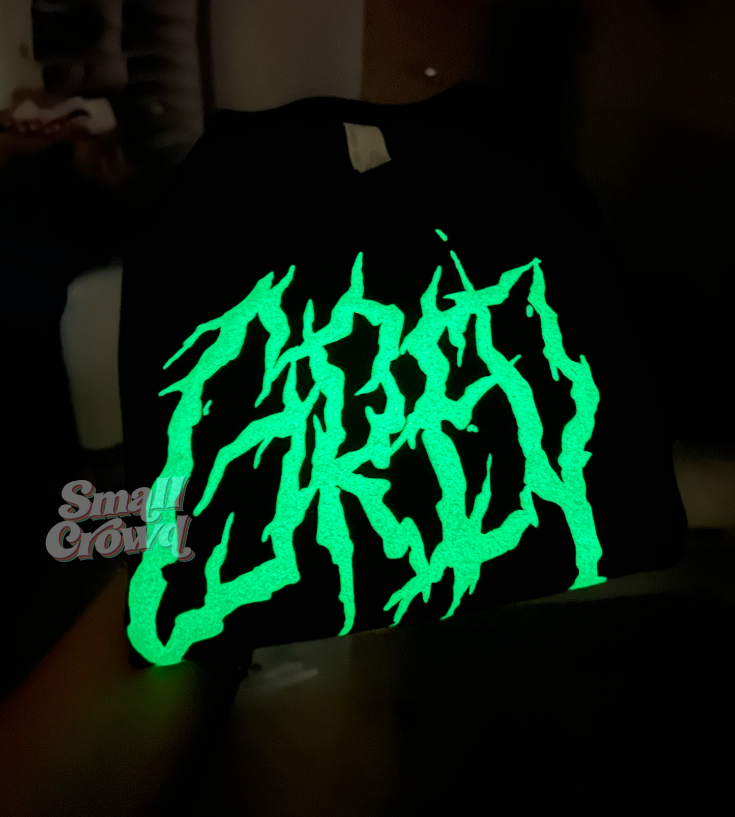 Custom Metalcore Glow Name - Black - Glow in the Dark Puff