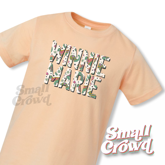 Girly Dinos OG Name Tee - Peachy