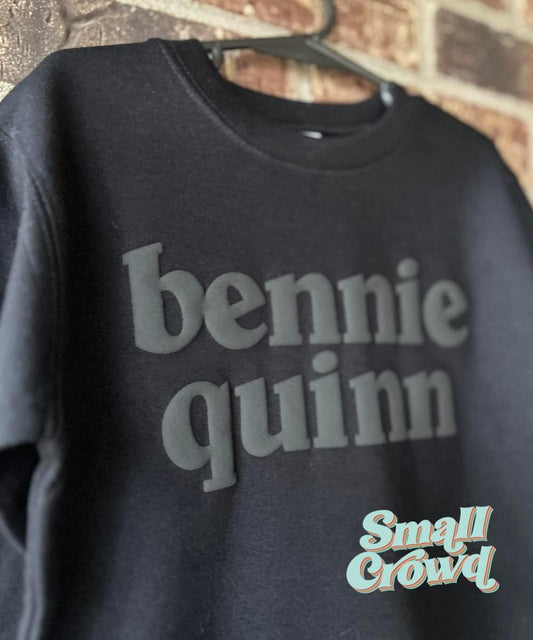 Custom Puff Name - Black/Black Puff Sweatshirt