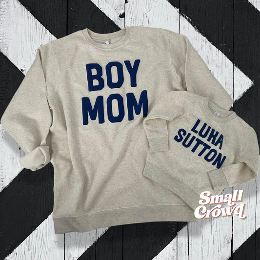 Custom PUFF Names - BLUE PUFF on Heather Natural