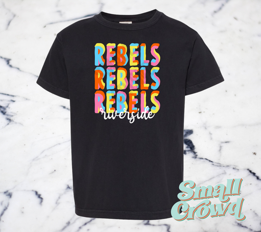 Riverside Rebels multicolor STACKED Tee - black