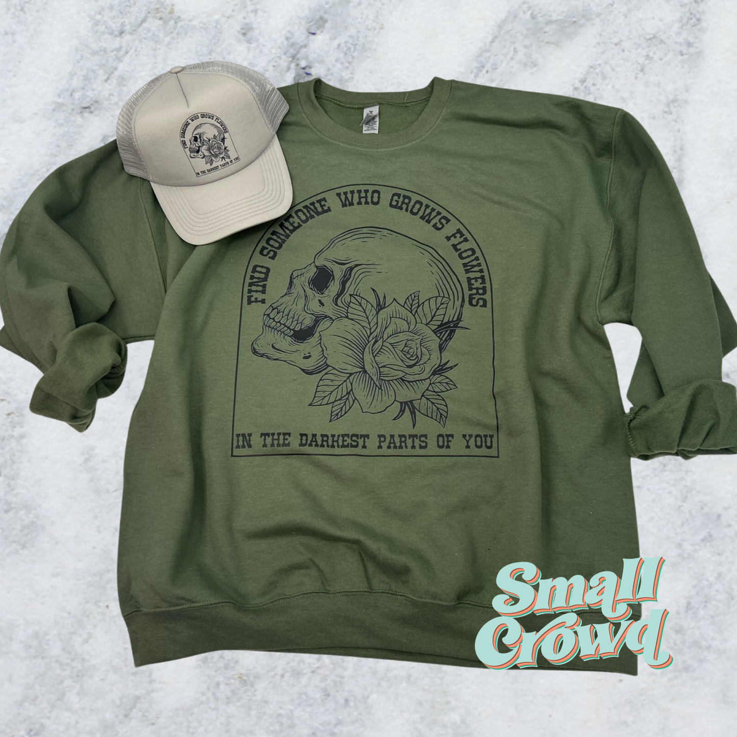 Find Someone Who Grows Flowers - Skull - Military green (Gildan)