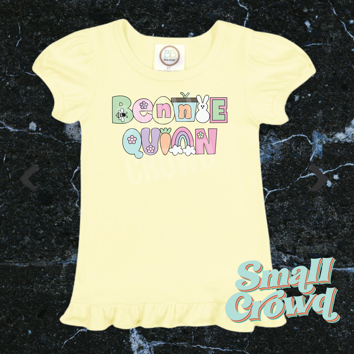 Easter Pop Custom Name Girl’s Short Sleeve RuffleTee