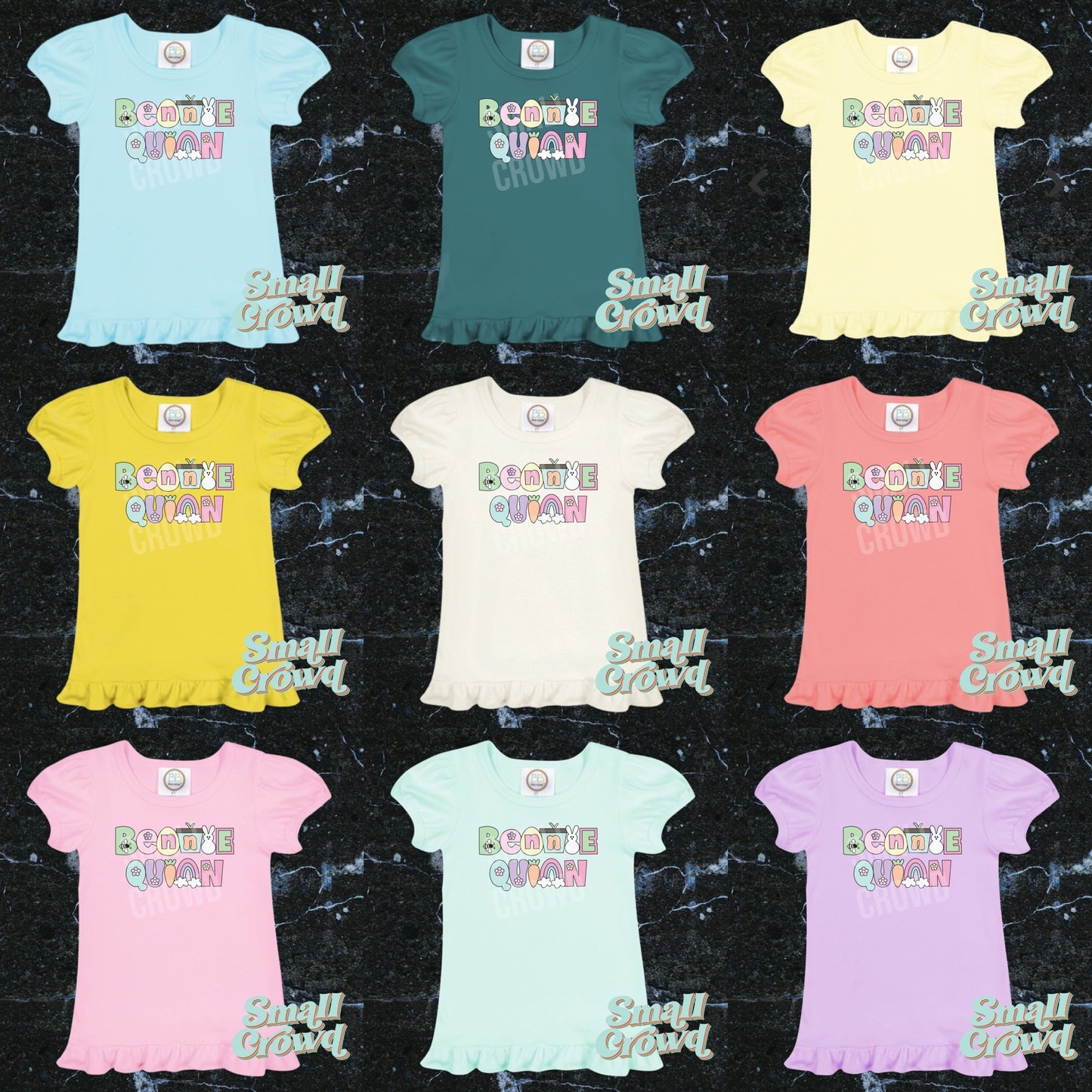 Easter Pop Custom Name Girl’s Short Sleeve RuffleTee