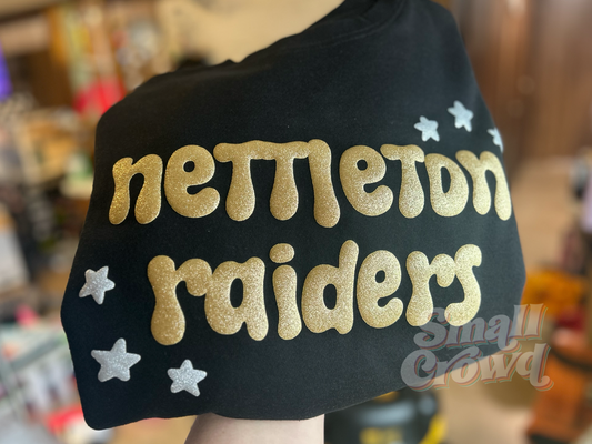 Nettleton Raiders Glitter PUFF stars - Black
