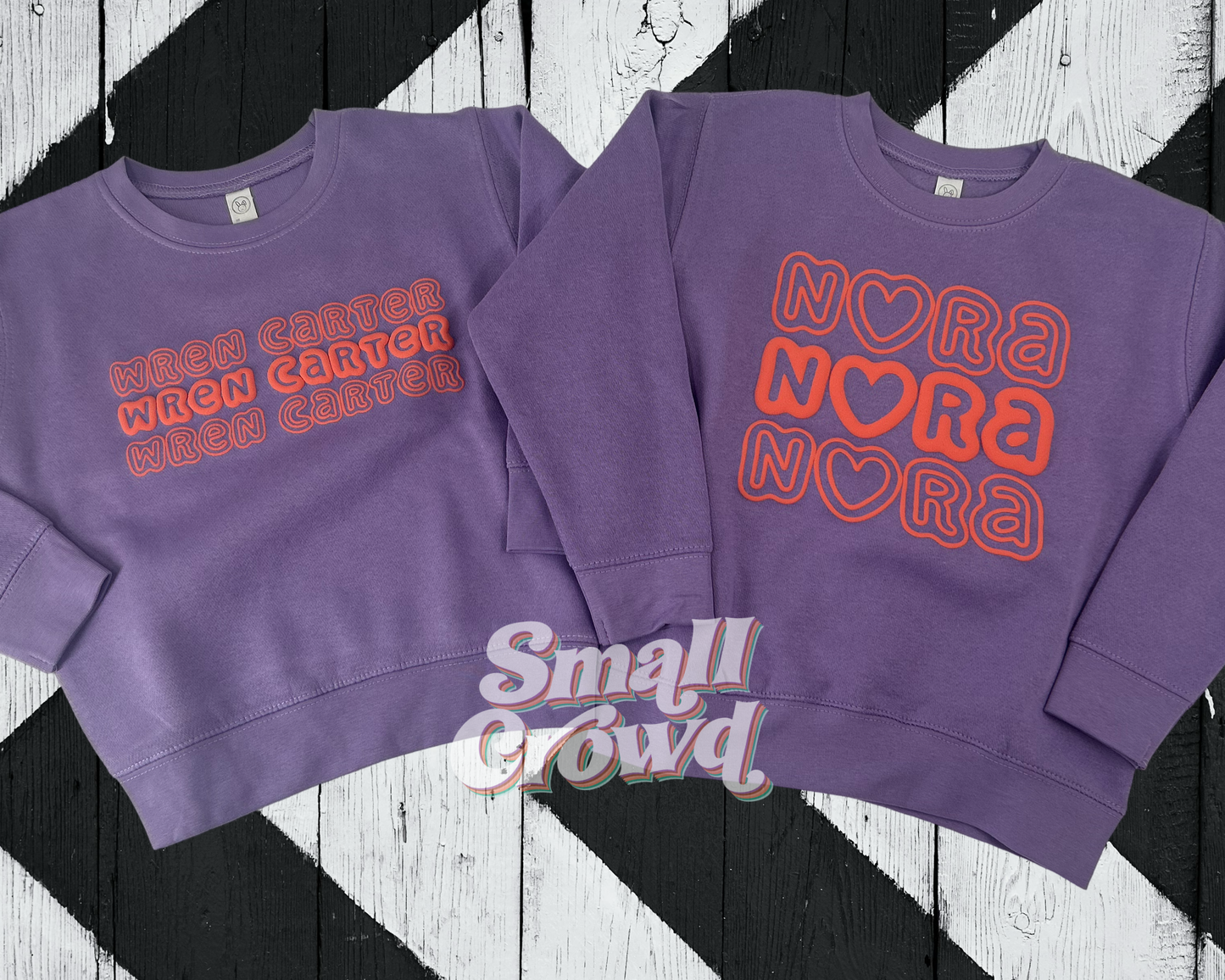 Custom Puff - Coral on Lavender