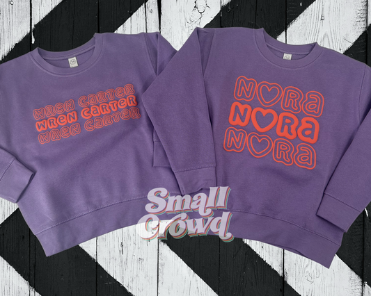 Custom Puff - Coral on Lavender