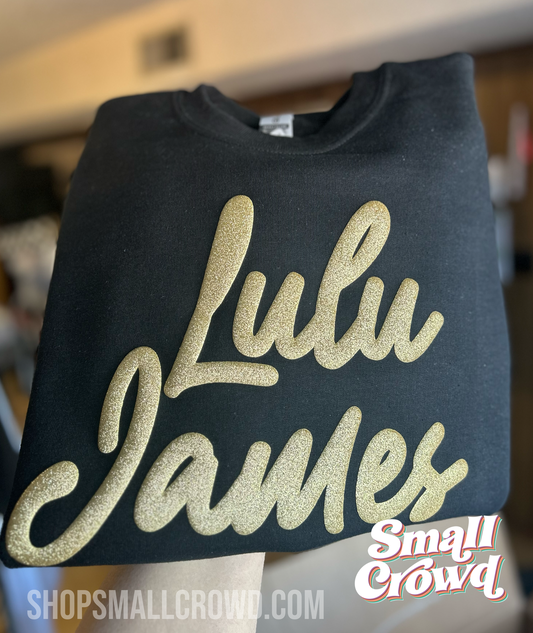 Custom Caps Name - Glitter Gold on Black