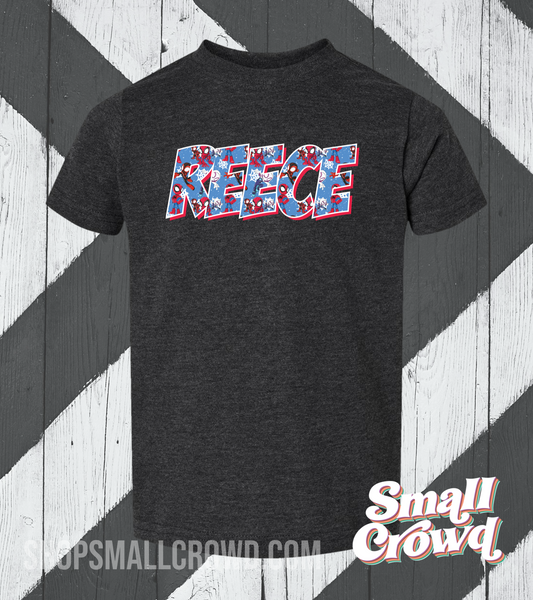 Spider Friends Custom Name - Heather Charcoal