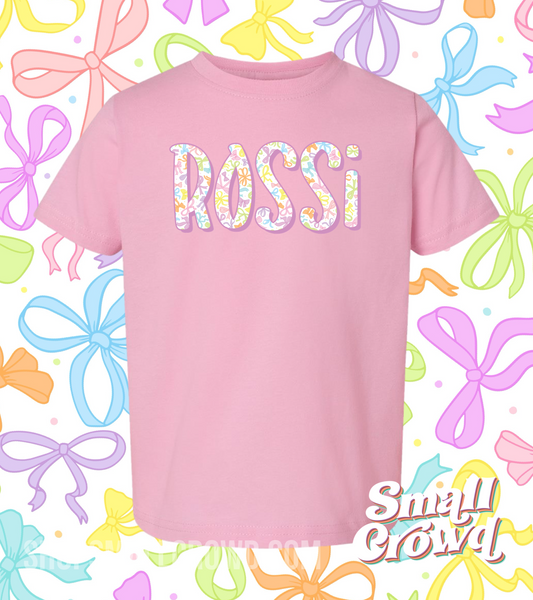 Bow Name Tee - Pink