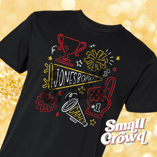 Jonesboro Canes Spirit Doodles - Black